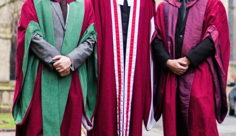Revd Dr Simo Frestadius, Revd Dr Jonathan Black, and Dr Martin Clay on graduation day at Regents Theological College.